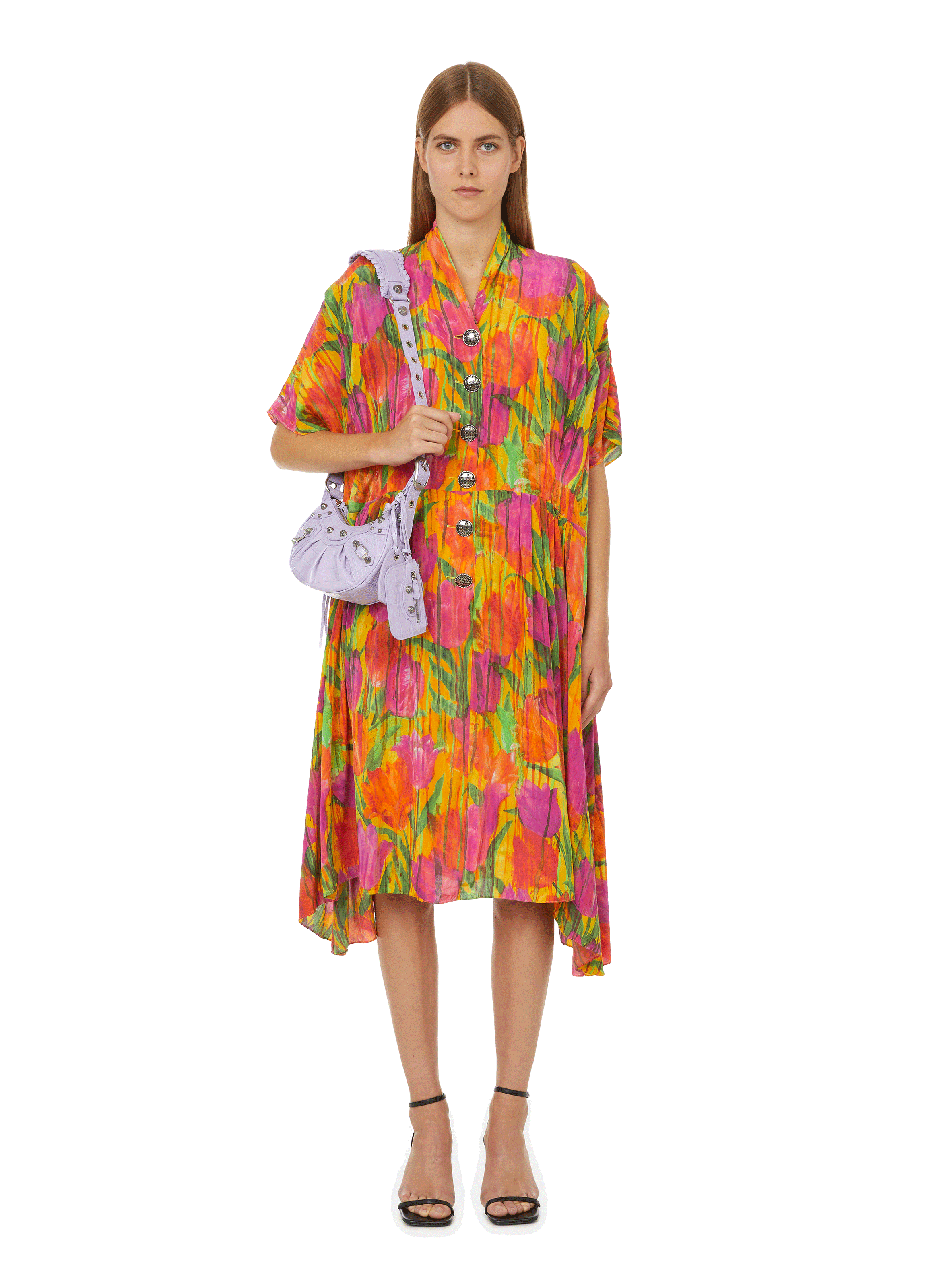 Balenciaga  ElbowSleeve FloralPrint FitandFlare Dress  Story  Rain